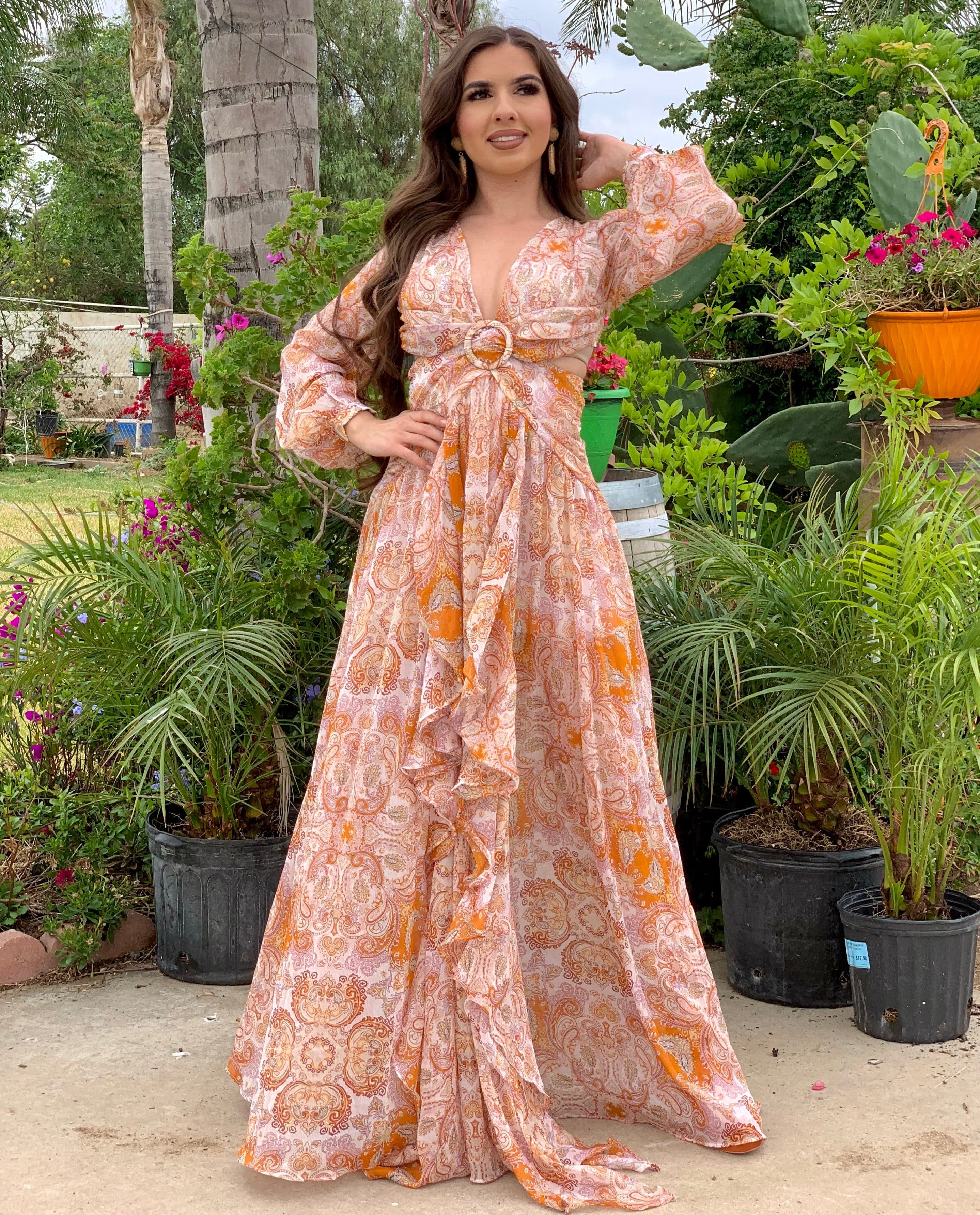 Paisley Print Maxi Dress