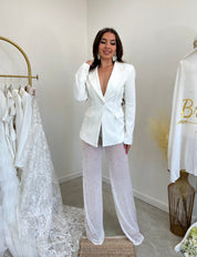 Perlas De Novia Matching Pant Set (White)