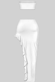 Naylea Ruffled Skirt Set (White)