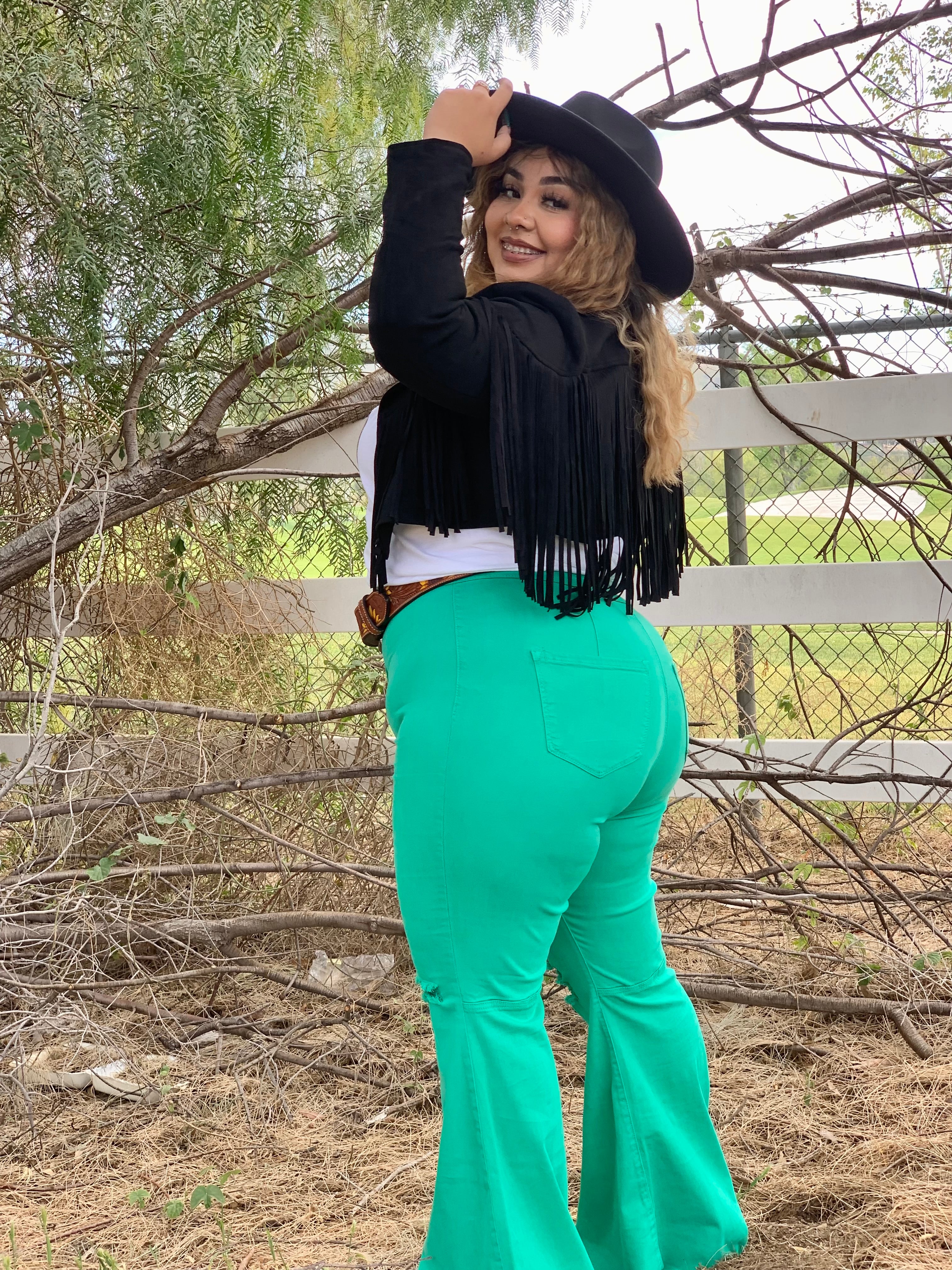 La Quebradora Fringe Suede Jacket (Black)