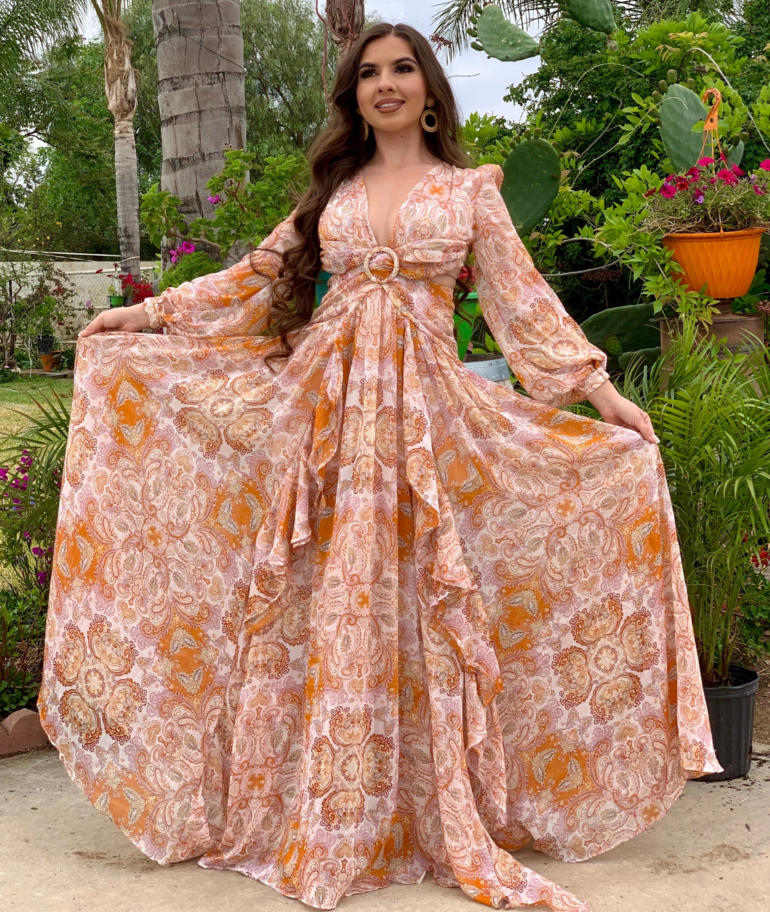 Paisley Print Maxi Dress