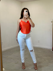 Keilani Satin Top (Orange)