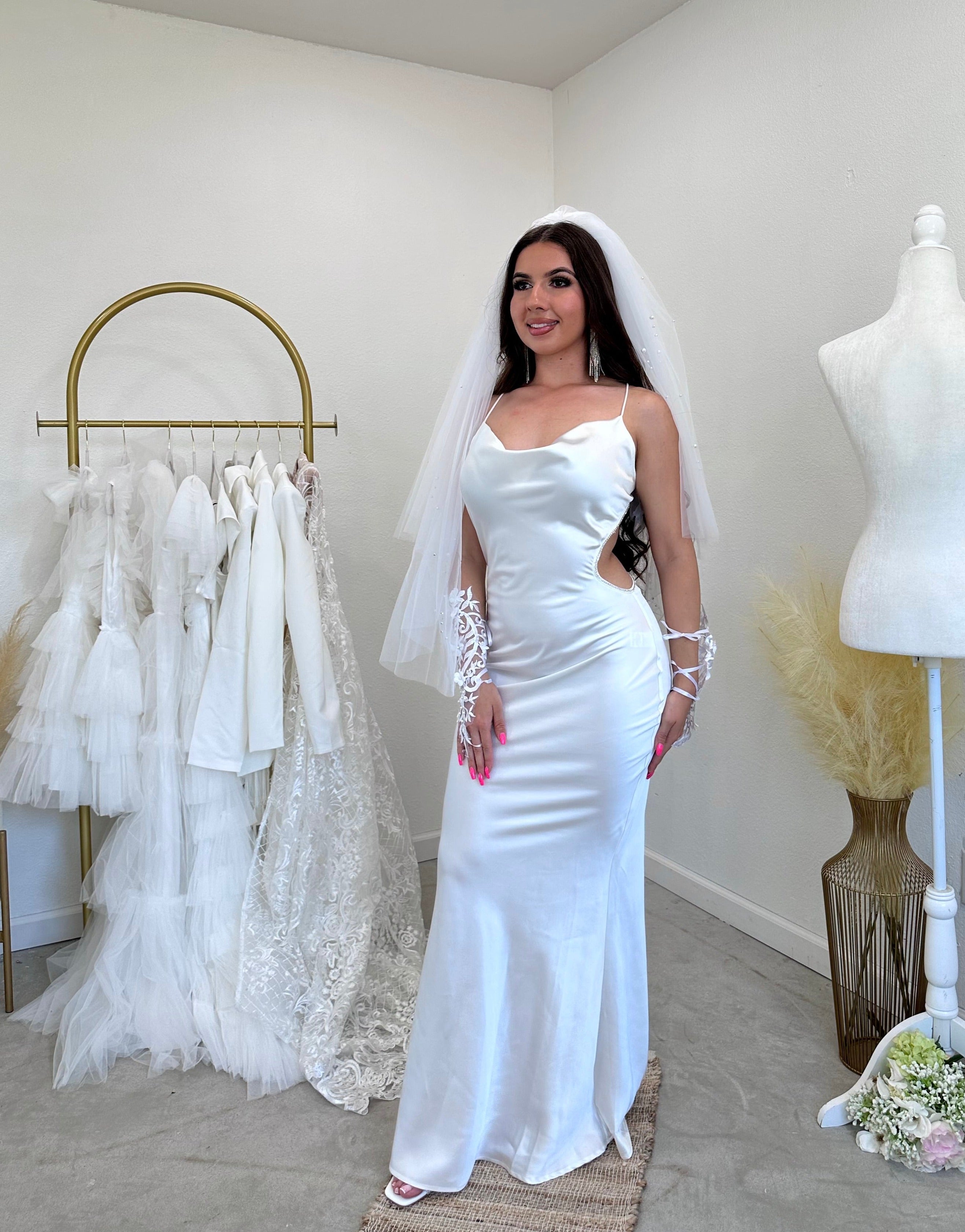 Down The Aisle Satin Maxi Dress