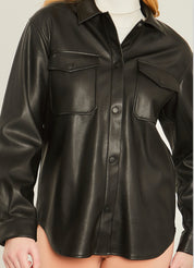 Kendra Leather Shacket (Black)