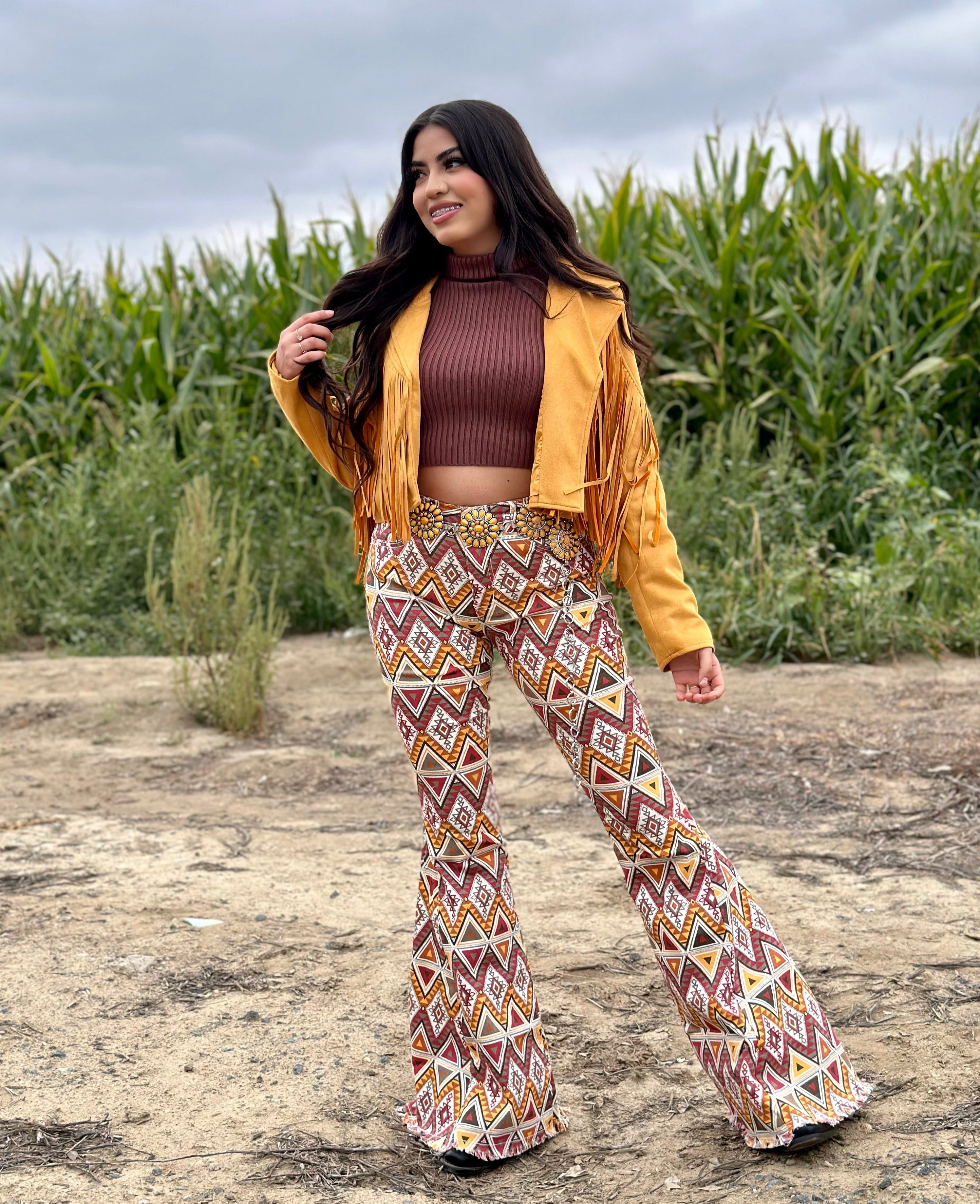 Hooey Aztec Print High Rise Trouser Jeans