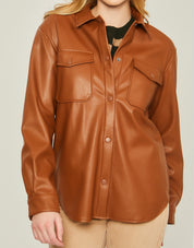 Kendra Leather Shacket (Camel)