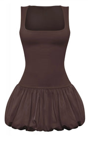 Franchesca Bubble Mini Dress (Chocolate)