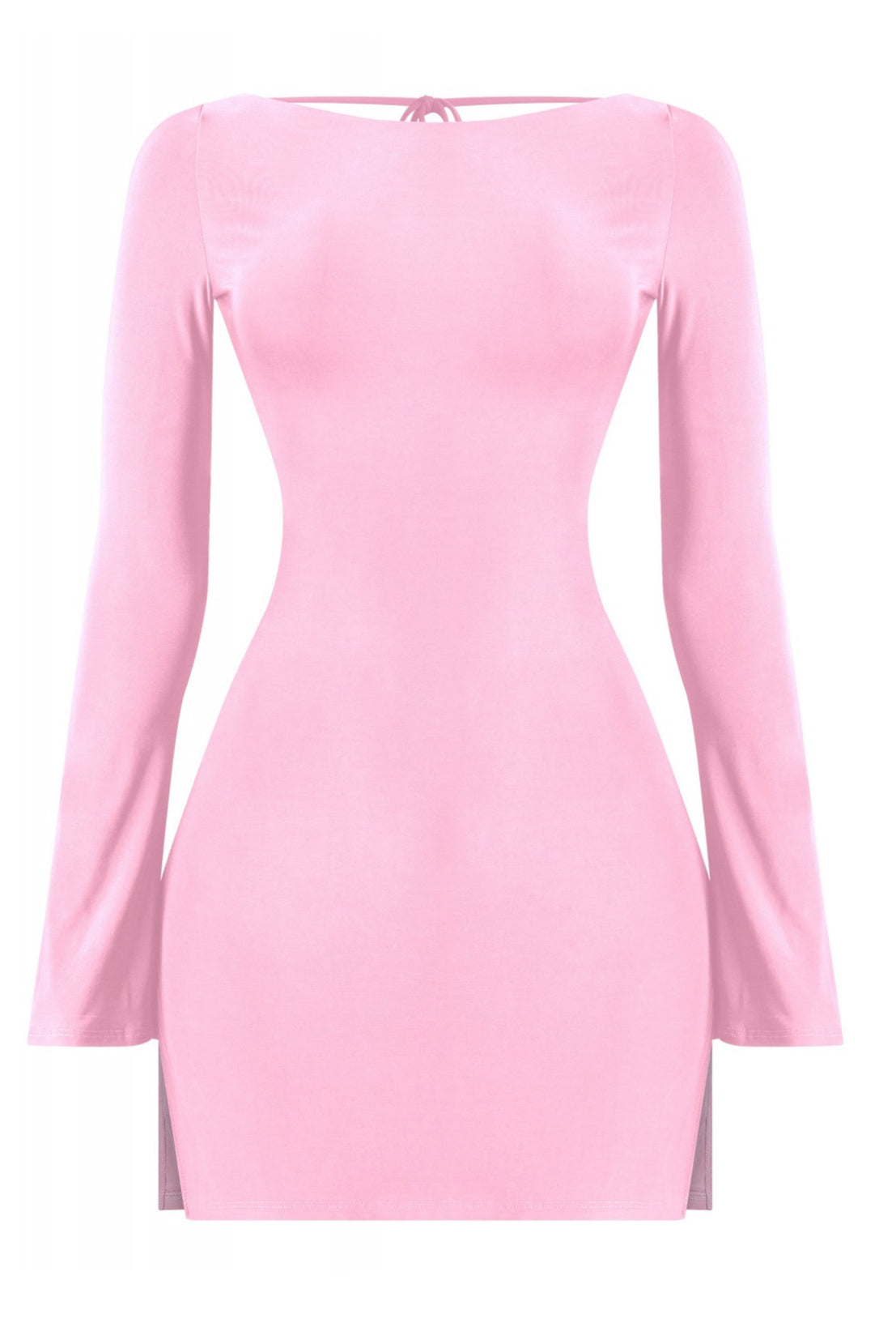 Naylea Bell Sleeve Open Back Slit Mini Dress (Light Pink) Naylea Bell Sleeve Open Back Slit Mini Dress (Light Pink)
