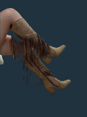 Ella Baila Sola Embellished Fringe Boots (Taupe)
