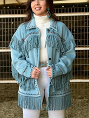 Mallorie Fringe Jacket (Turquoise)