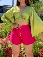 Cayetana Wide Leg Shorts (Pink)