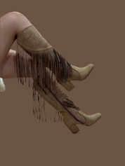 Ella Baila Sola Embellished Fringe Boots (Taupe)