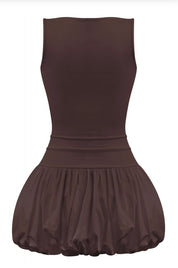 Franchesca Bubble Mini Dress (Chocolate)