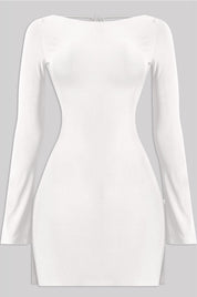 Naylea Bell Sleeve Open Back Slit Mini Dress (White) PREORDER - ships out after 1/16