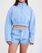 Kim Pullover Half-Zip Sweater (Baby Blue)