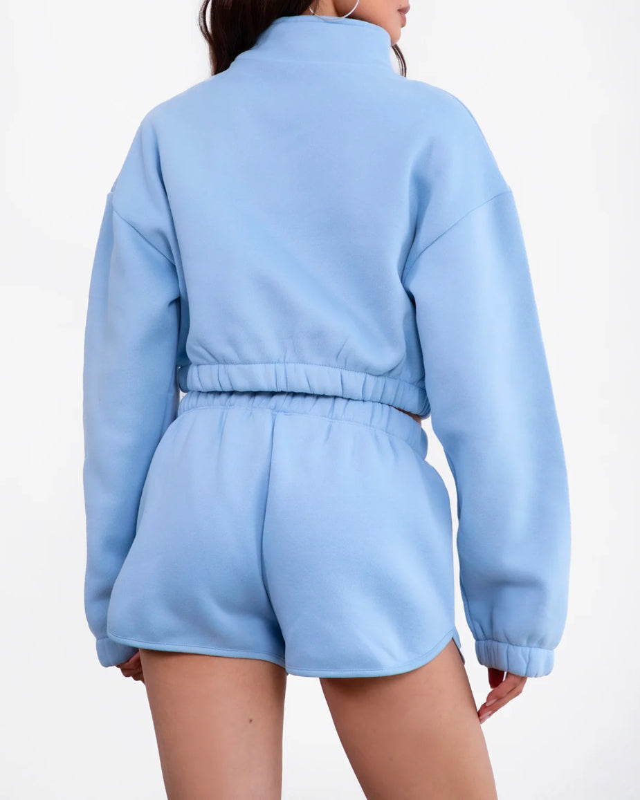 Kim Pullover Half-Zip Sweater (Baby Blue)