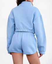 Kim Pullover Half-Zip Sweater (Baby Blue)