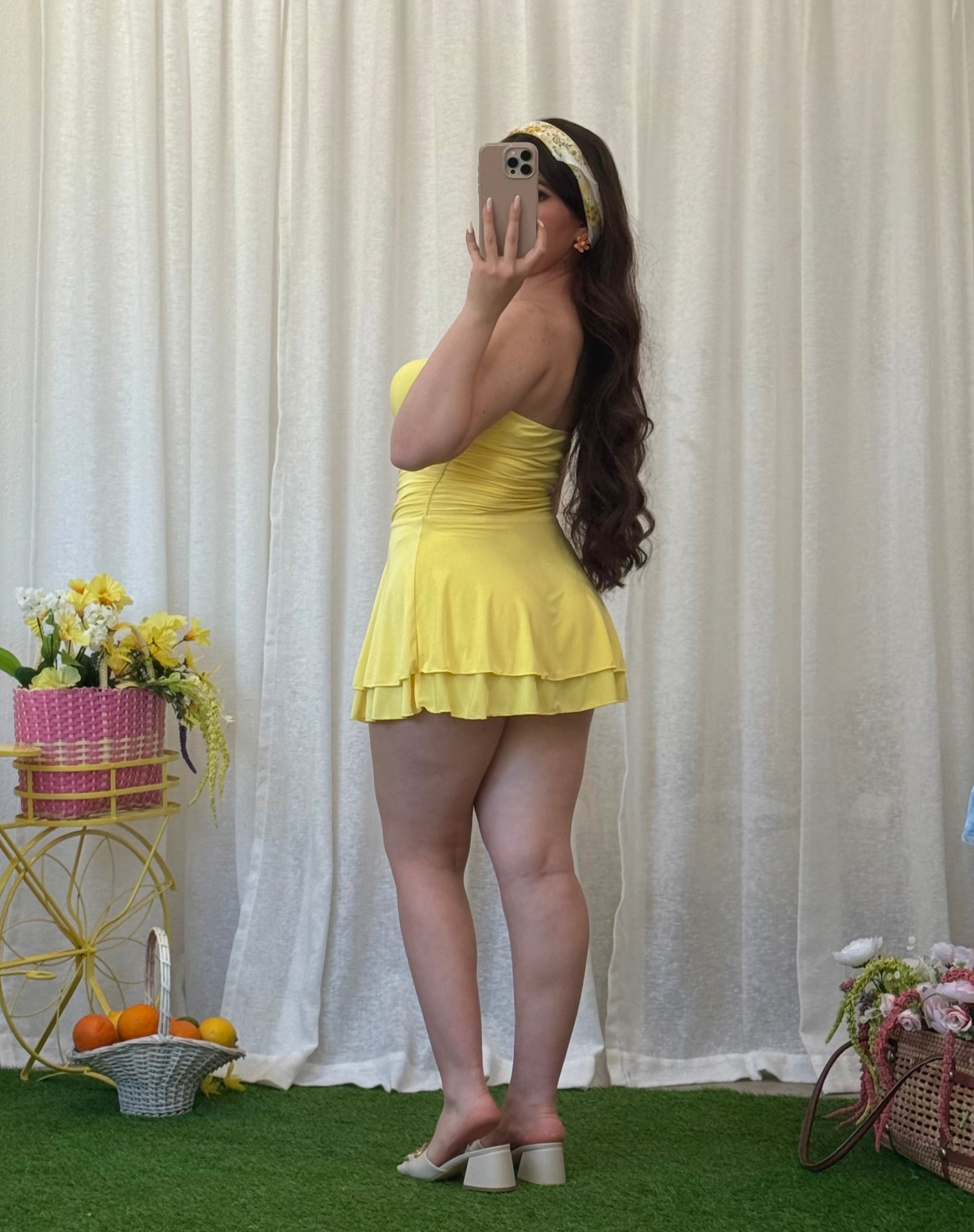 Naylea Ruffled Mini Dress (Light Yellow)