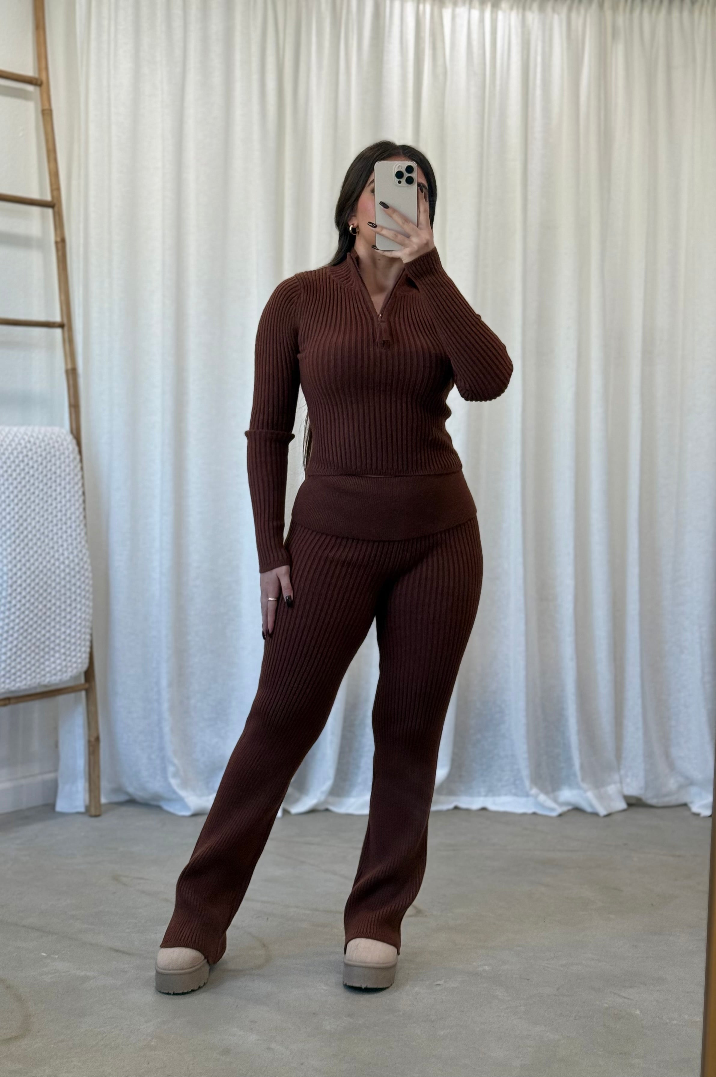 Merida Knit Pant Set (Chocolate)