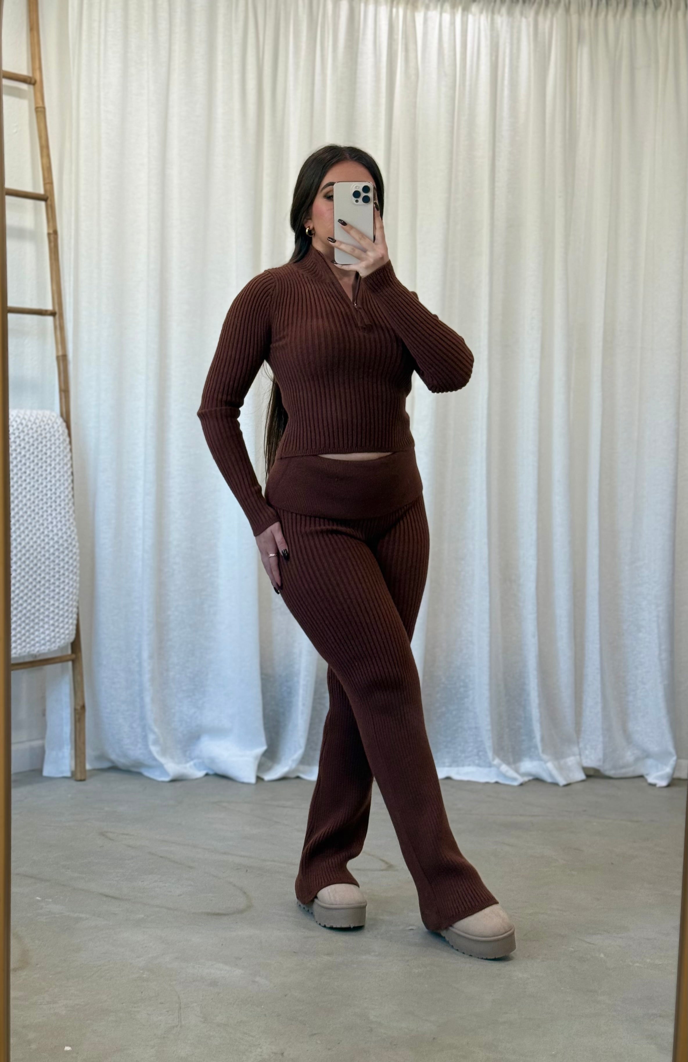 Merida Knit Pant Set (Chocolate)