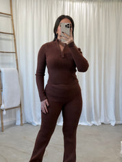 Merida Knit Pant Set (Chocolate)