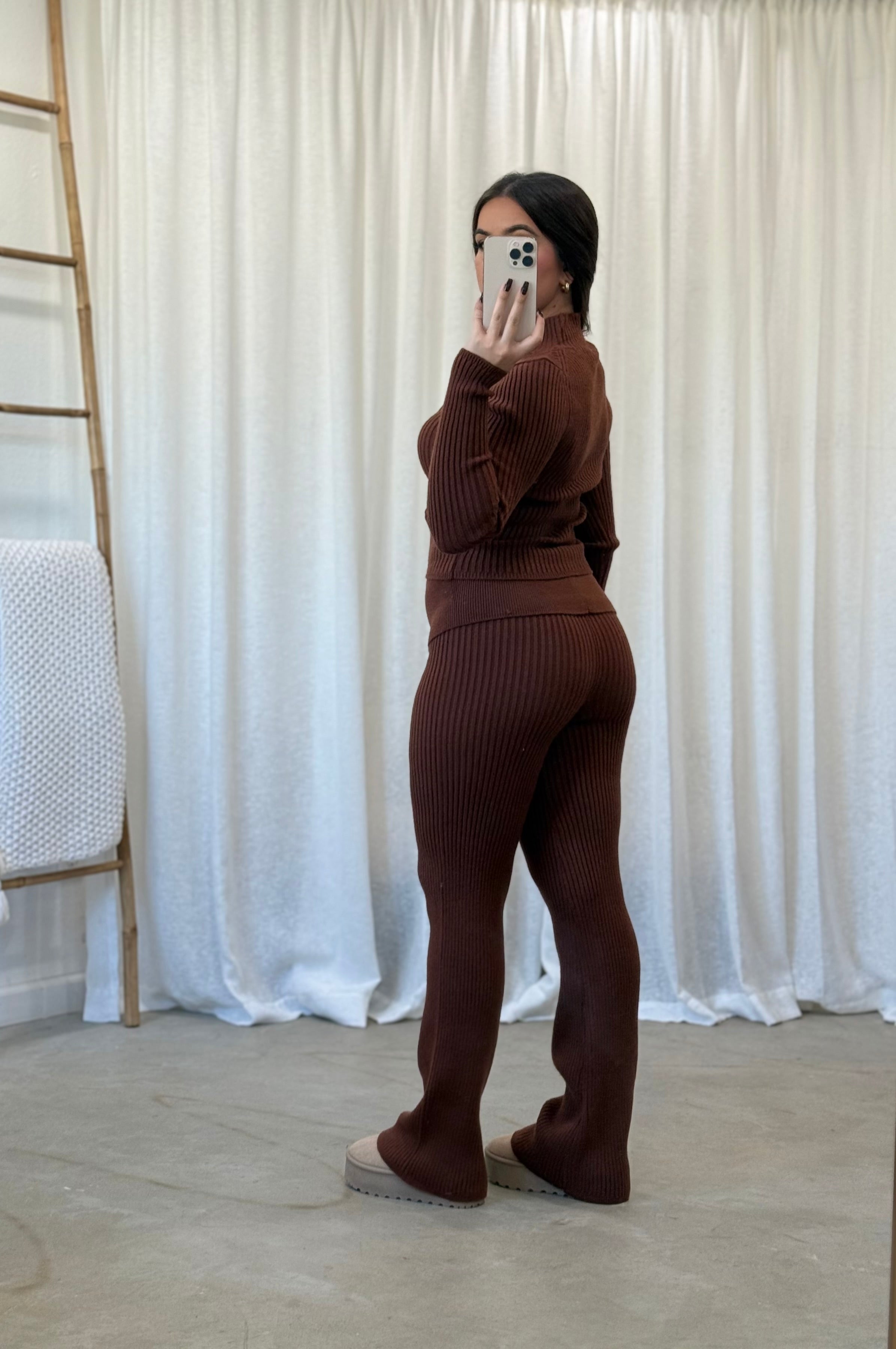 Merida Knit Pant Set (Chocolate)