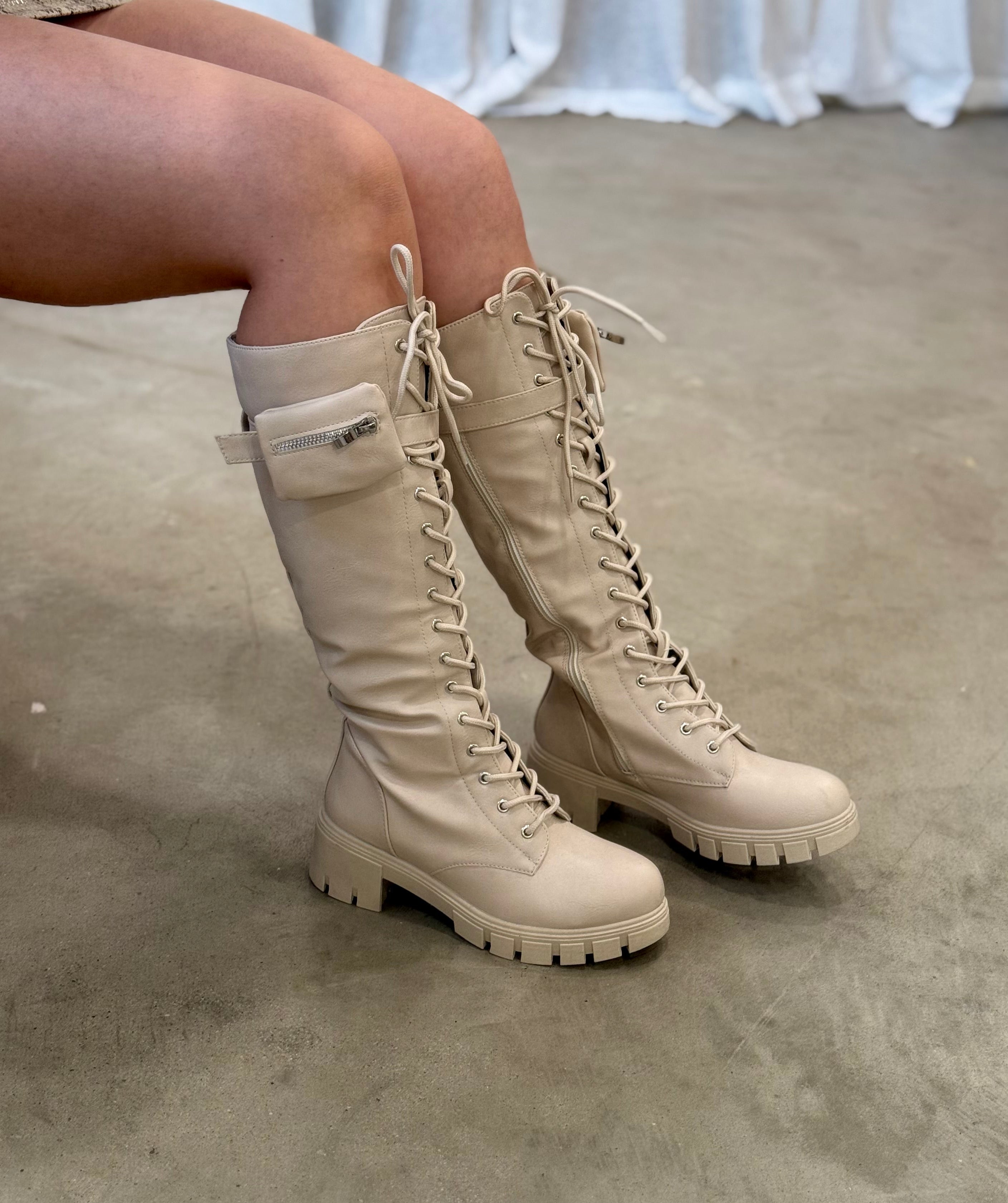 Sloane Under The Knee Combat Boots