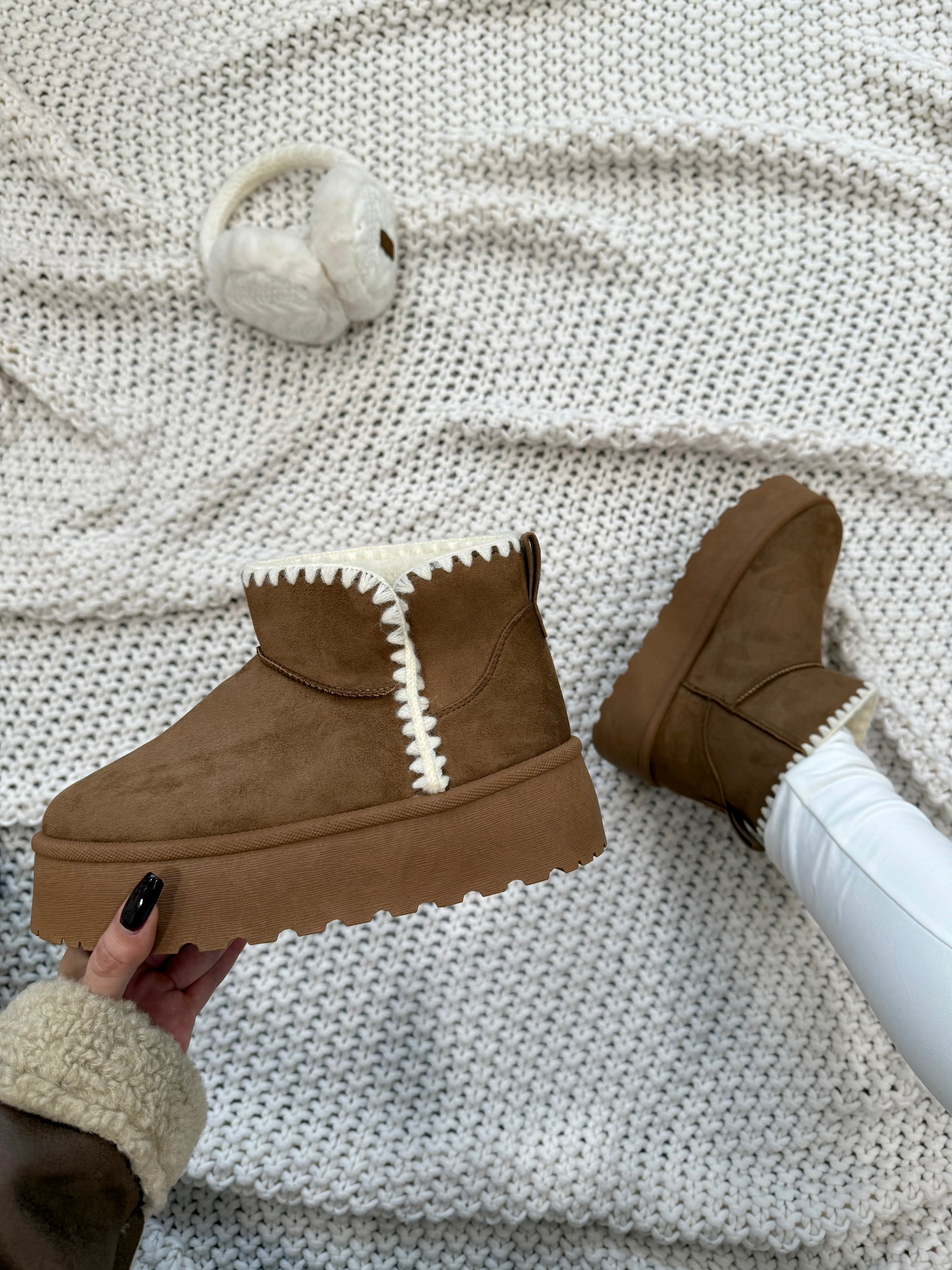 Gingerbread Suede Platform Booties