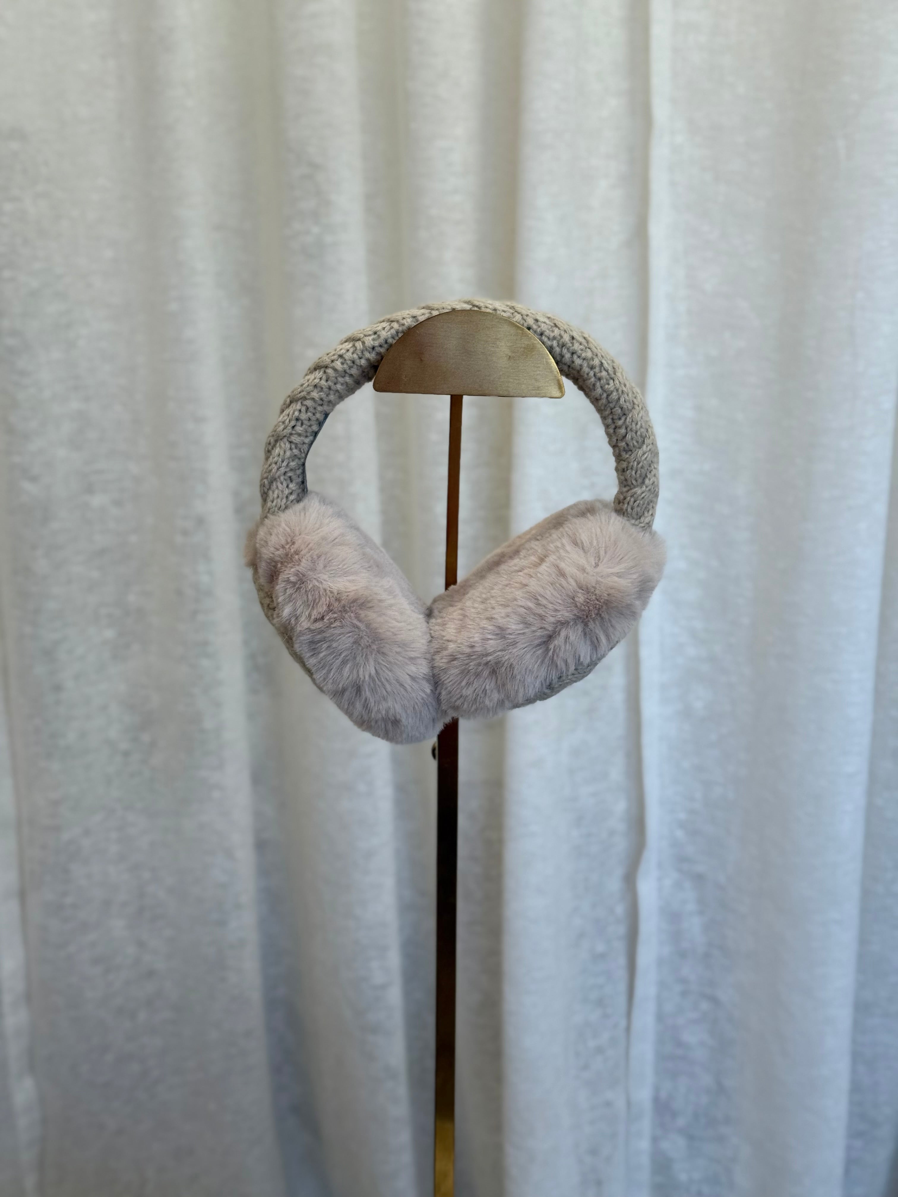 Let It Snow Knit Earmuffs (Taupe)