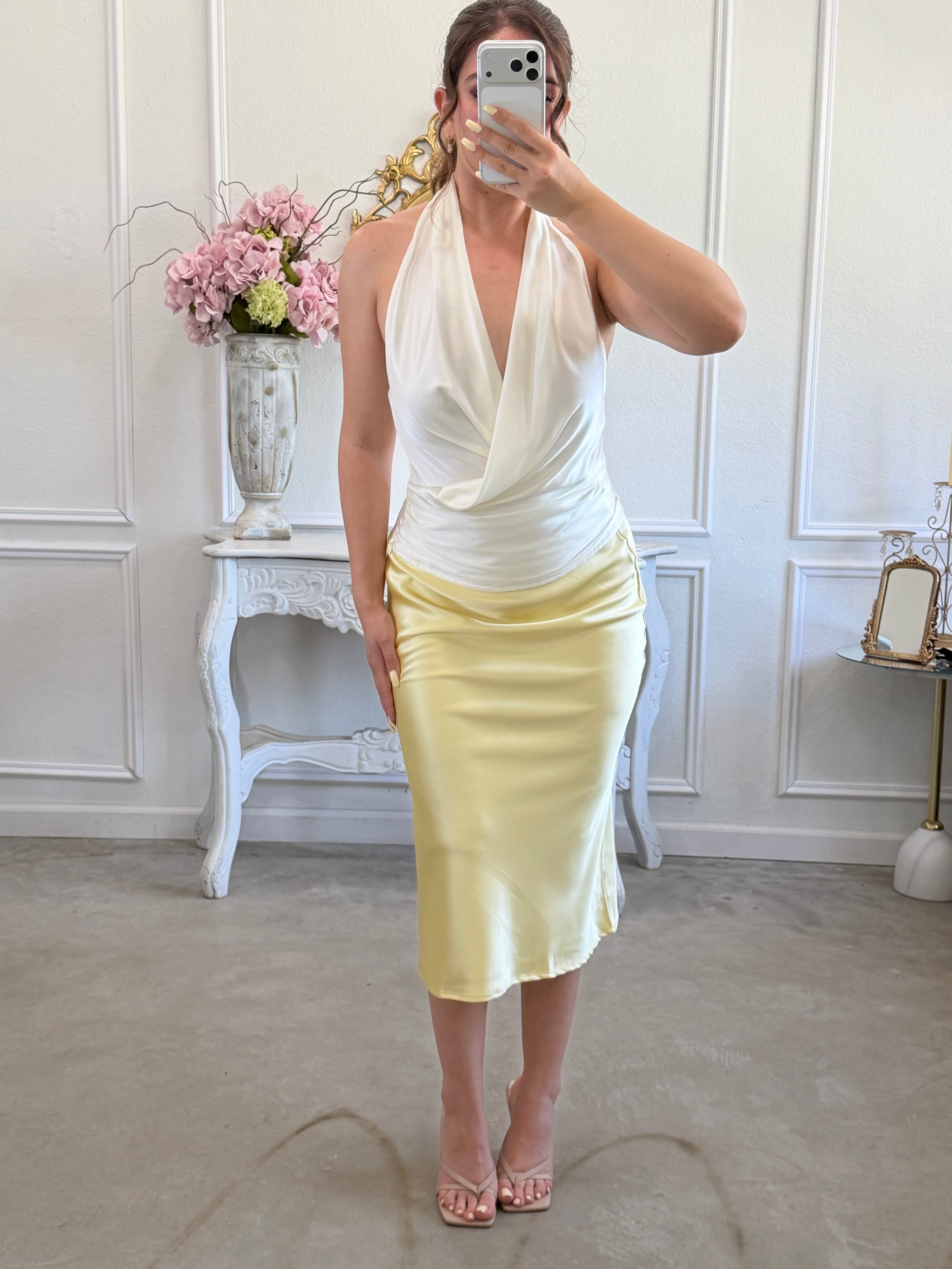 Amalfi Satin Midi Skirt