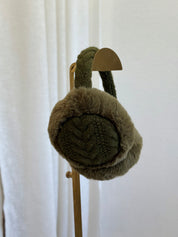 Let It Snow Knit Earmuffs (Olive)