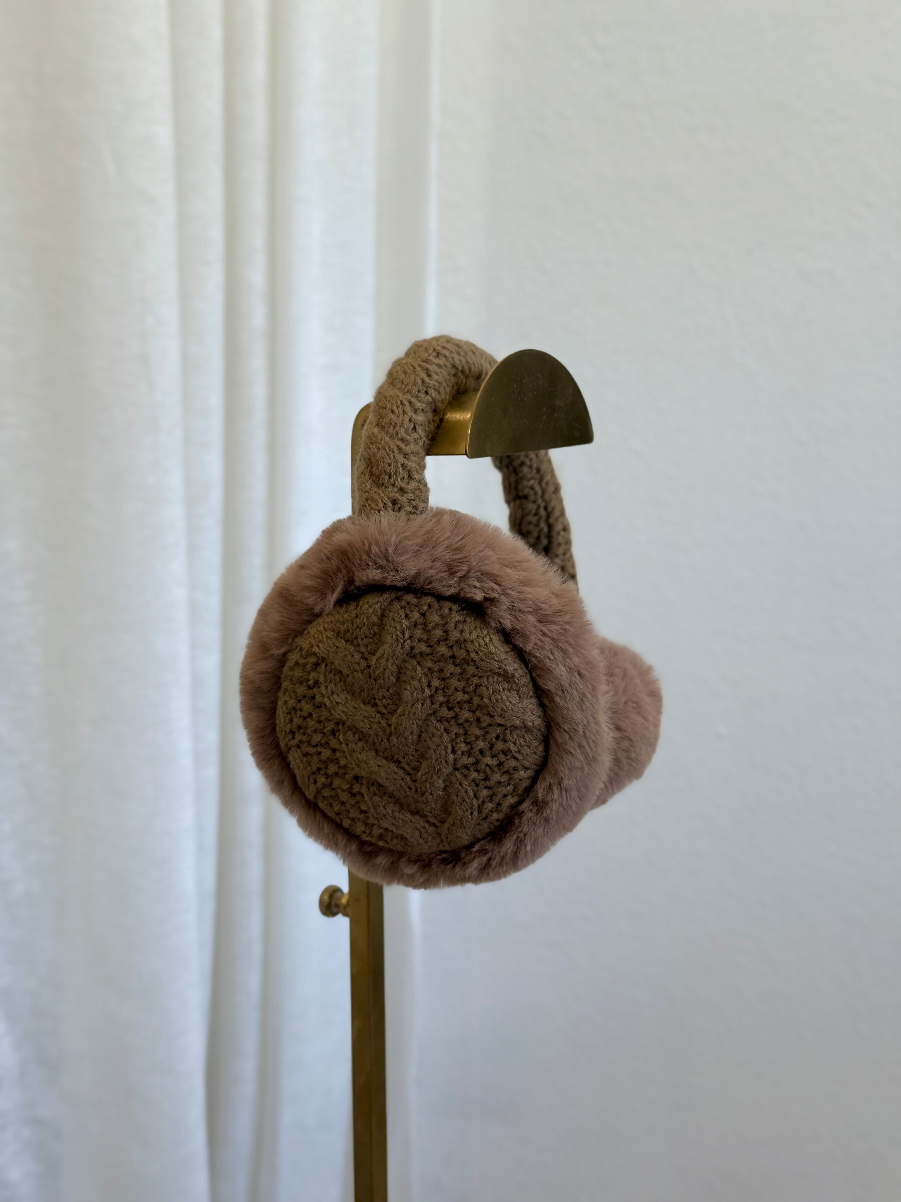 Let It Snow Knit Earmuffs (Brown)