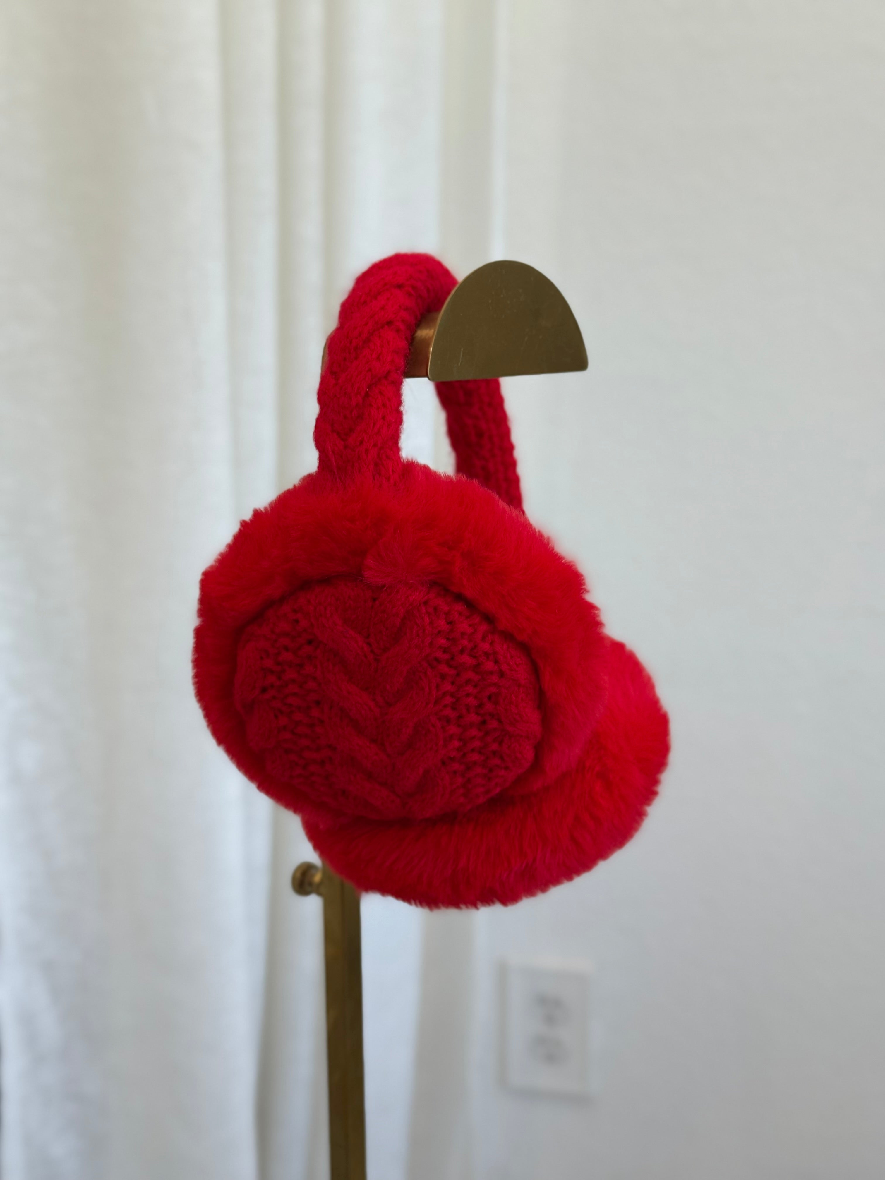 Let It Snow Knit Earmuffs (Red)