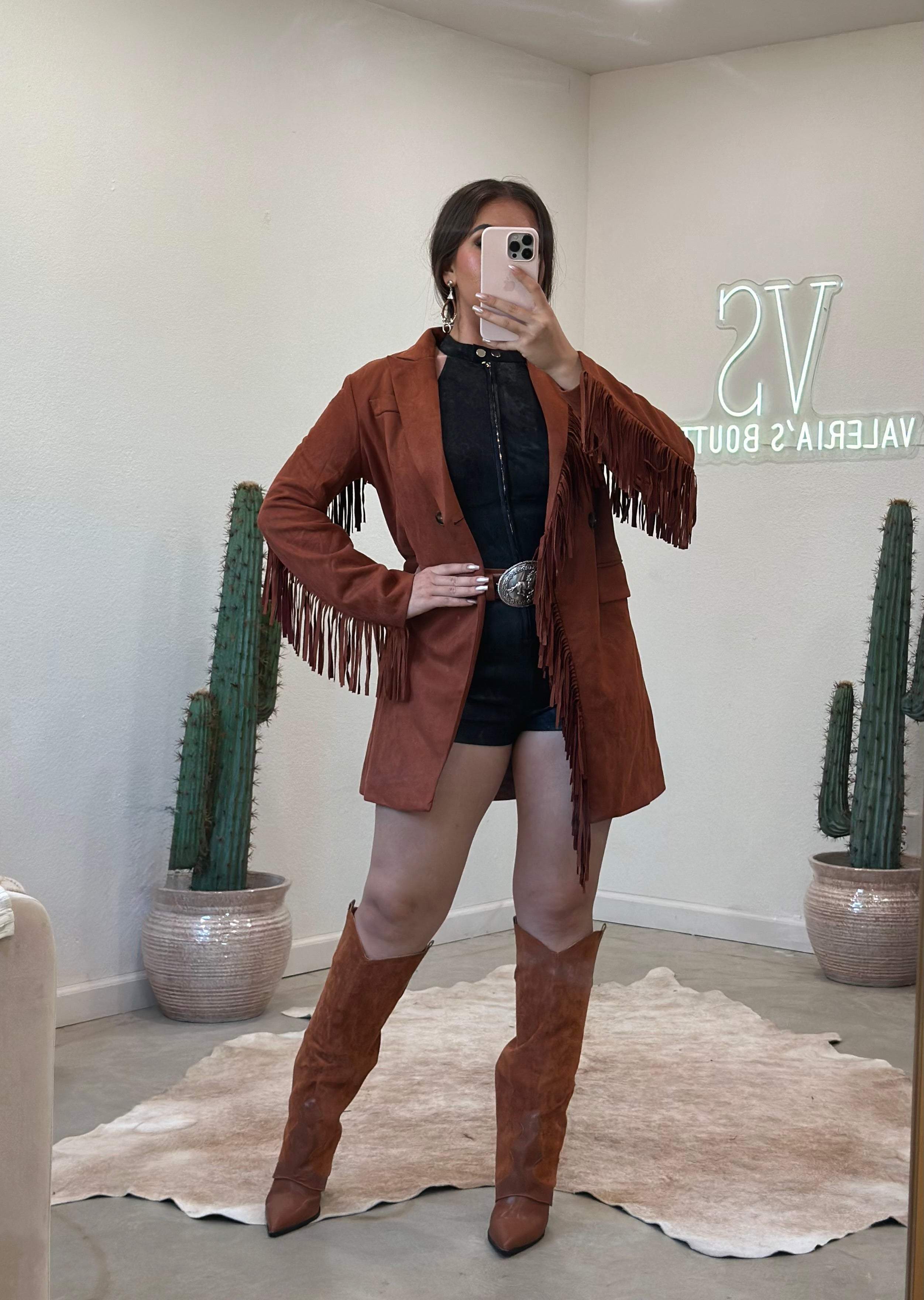 Willow Fringe Suede Blazer (Rust)