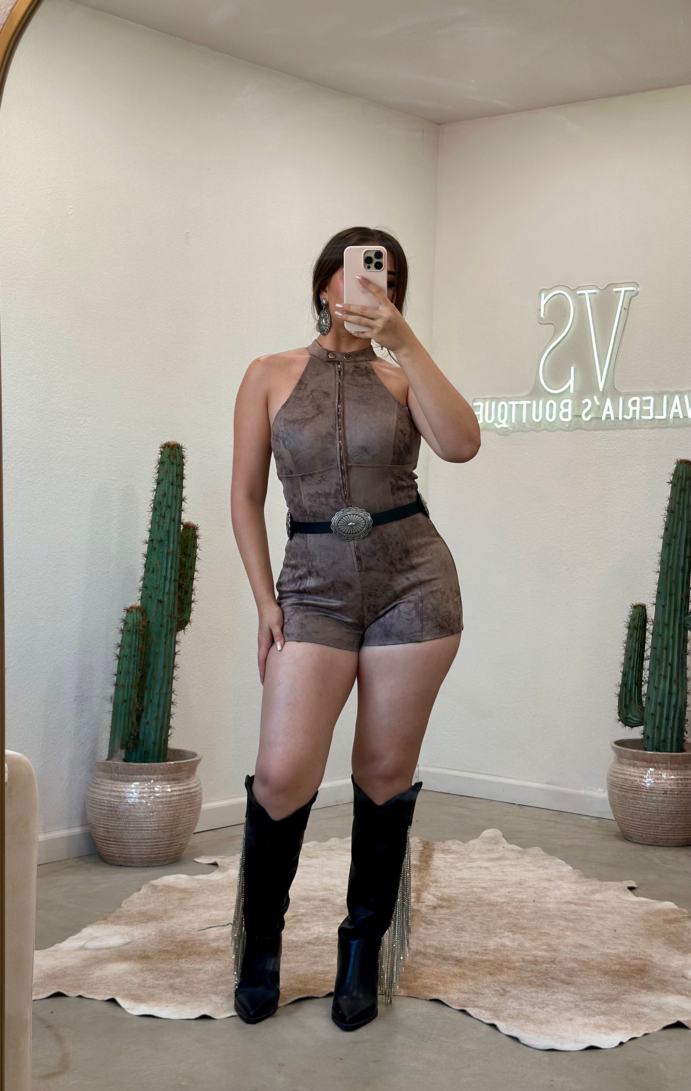 Tacoma Suede Romper (Mocha)