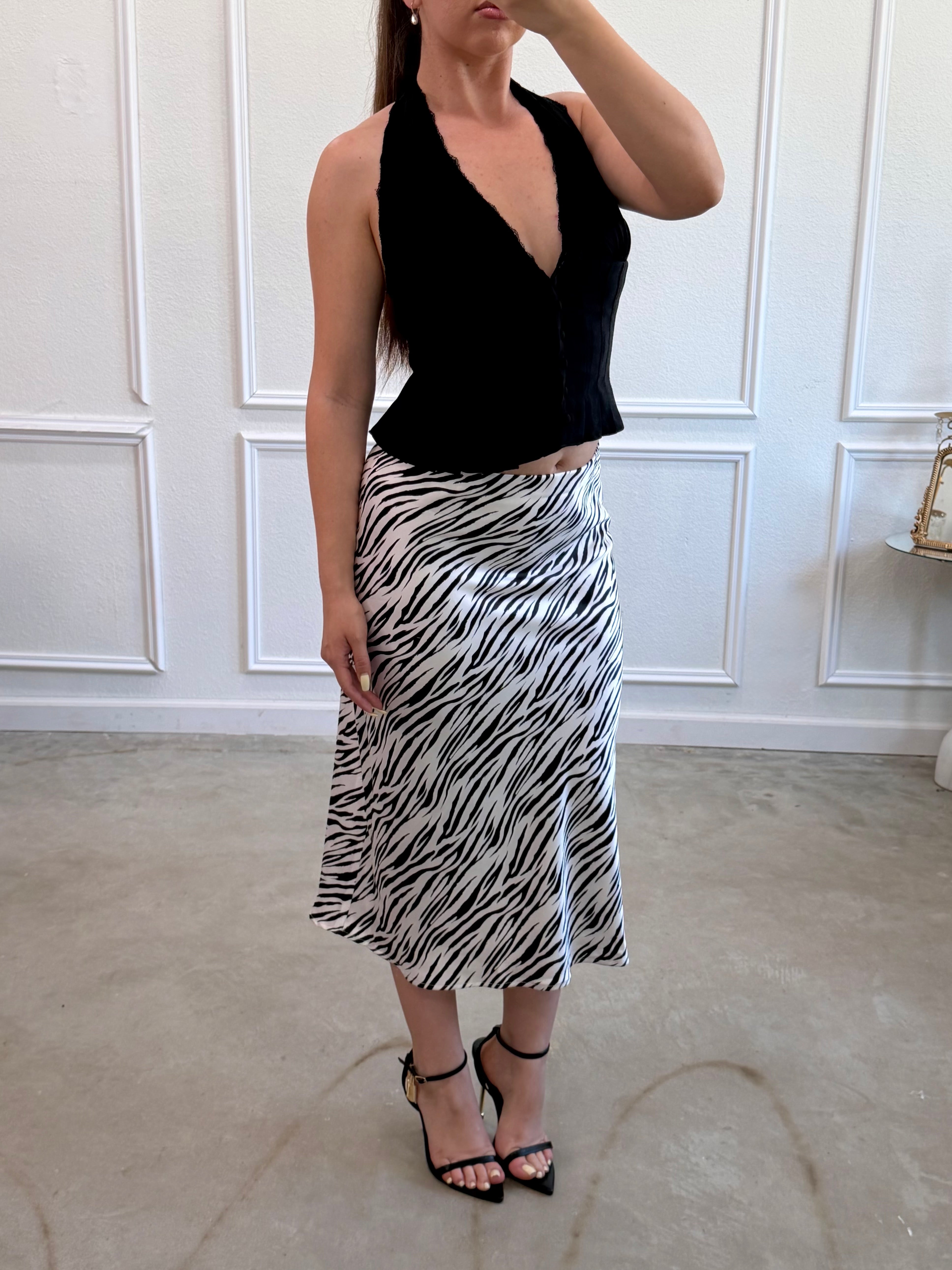 Zendaya Zebra Midi Skirt