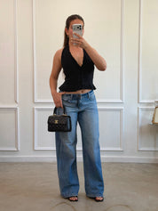 Celine Low Rise Wide Leg Jeans