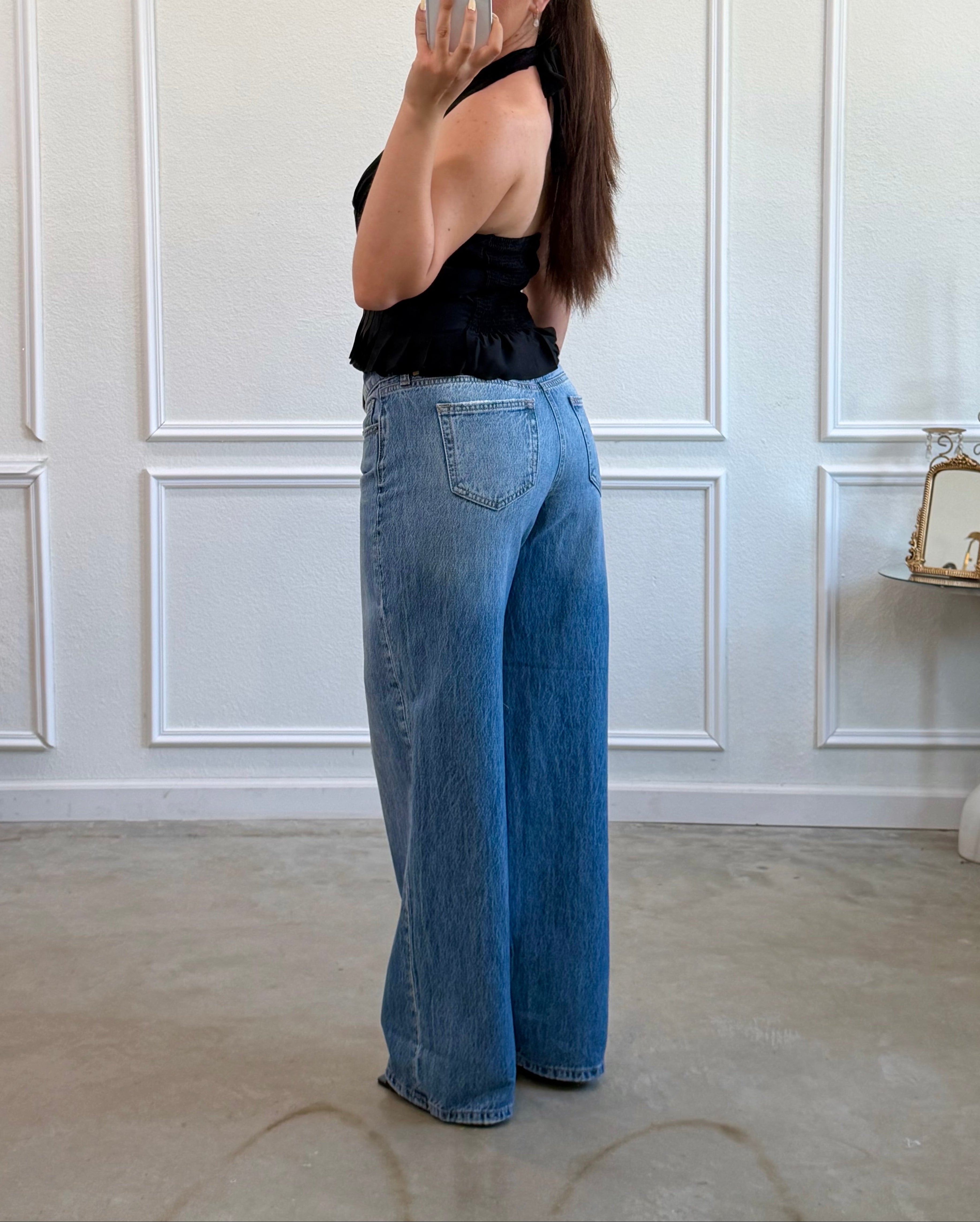 Celine Low Rise Wide Leg Jeans