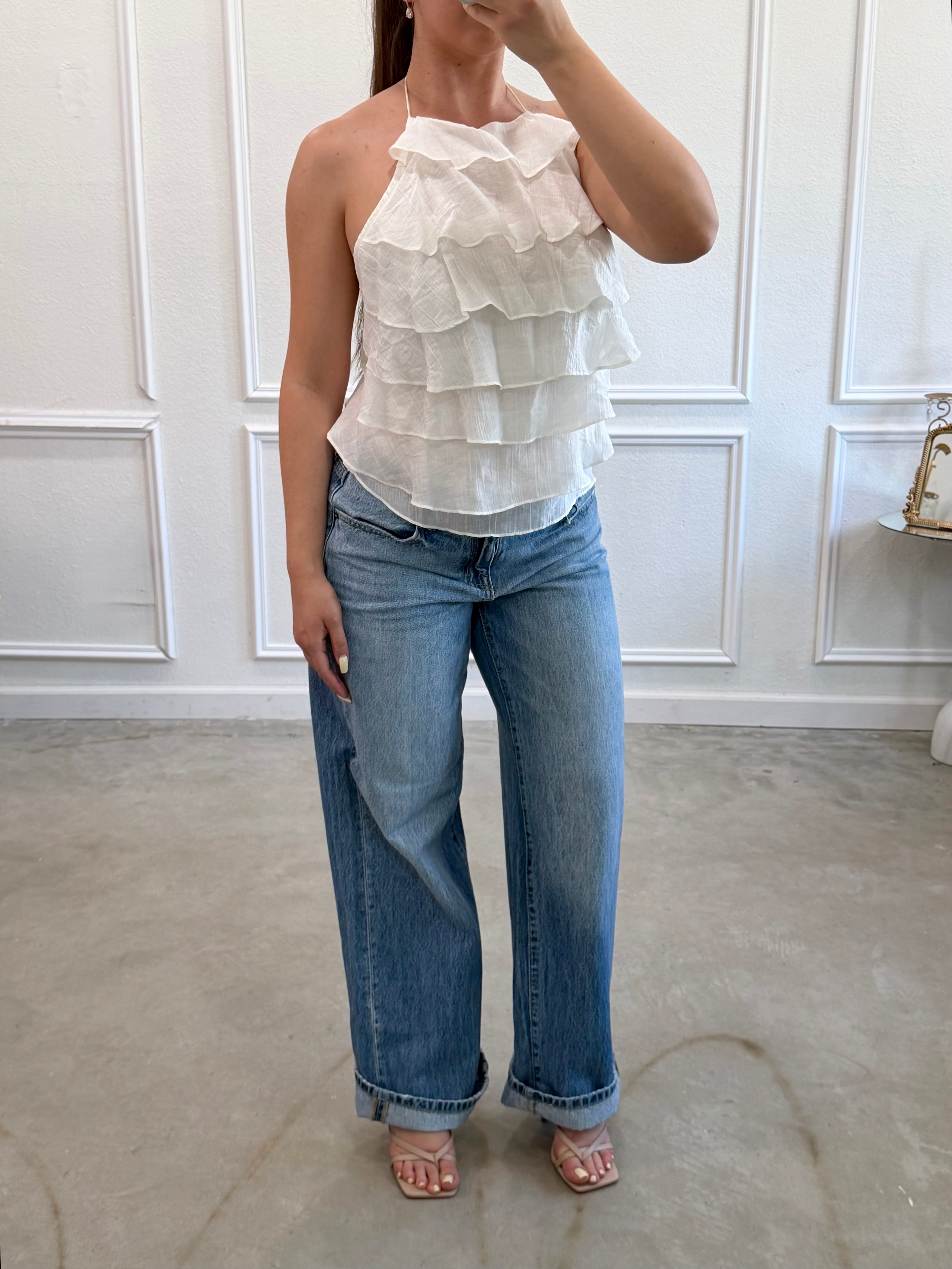 Fiorella Ruffle Top (Ivory)