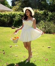 Daphne Satin Corset Mini Dress (Ivory)