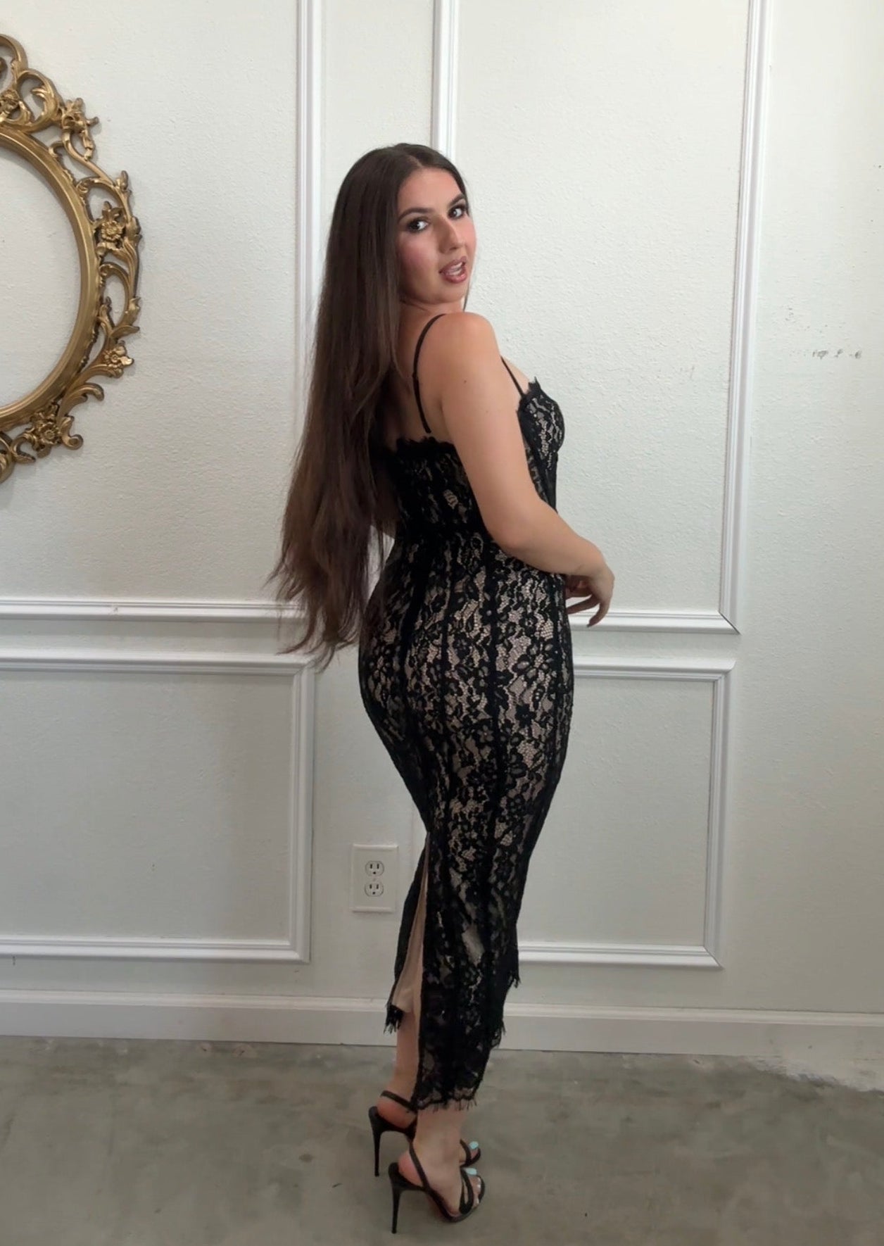 Midnight Muse Lace Midi Dress