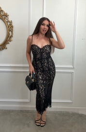 Midnight Muse Lace Midi Dress