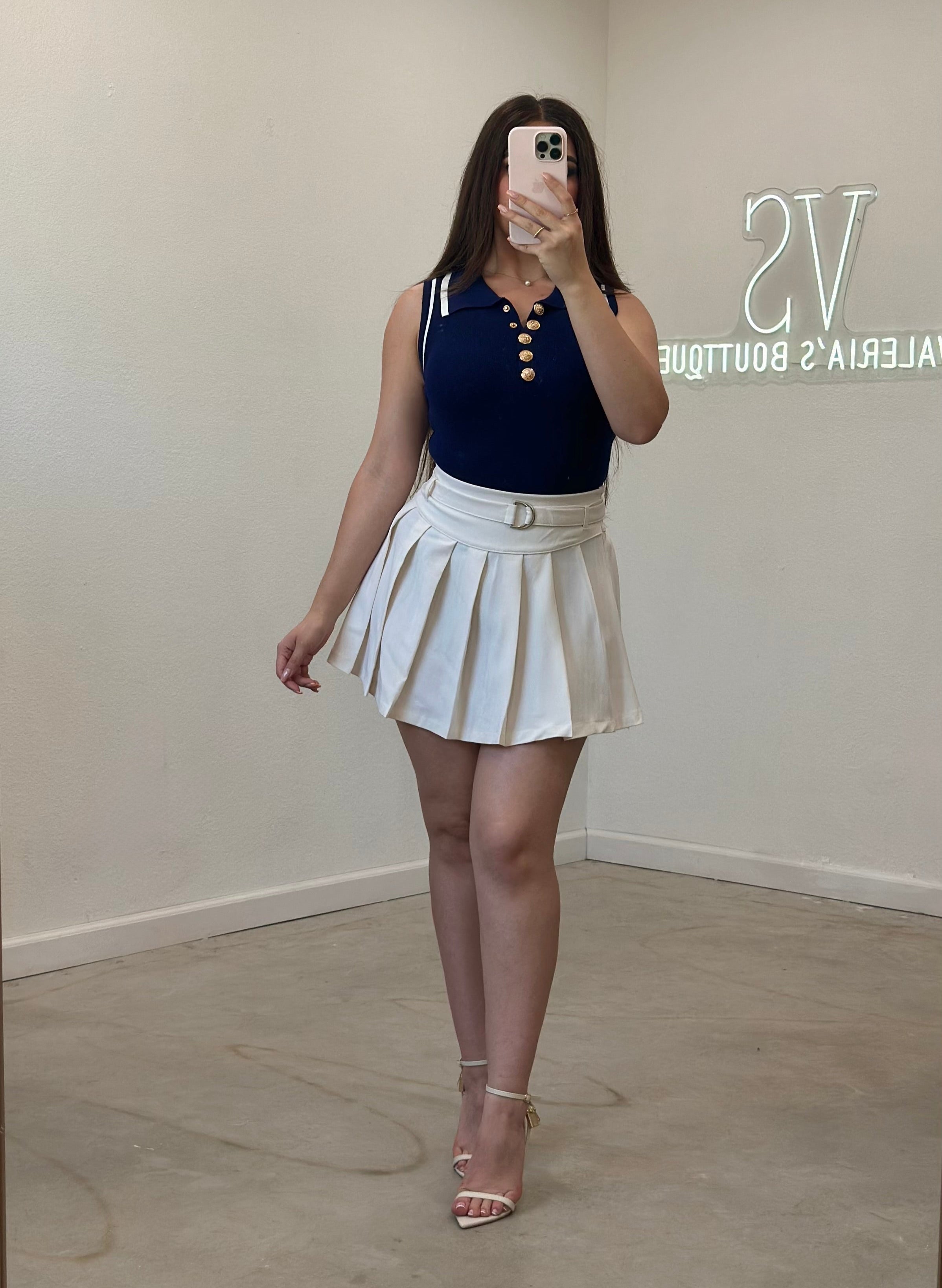 Marco Collar Top (Navy)