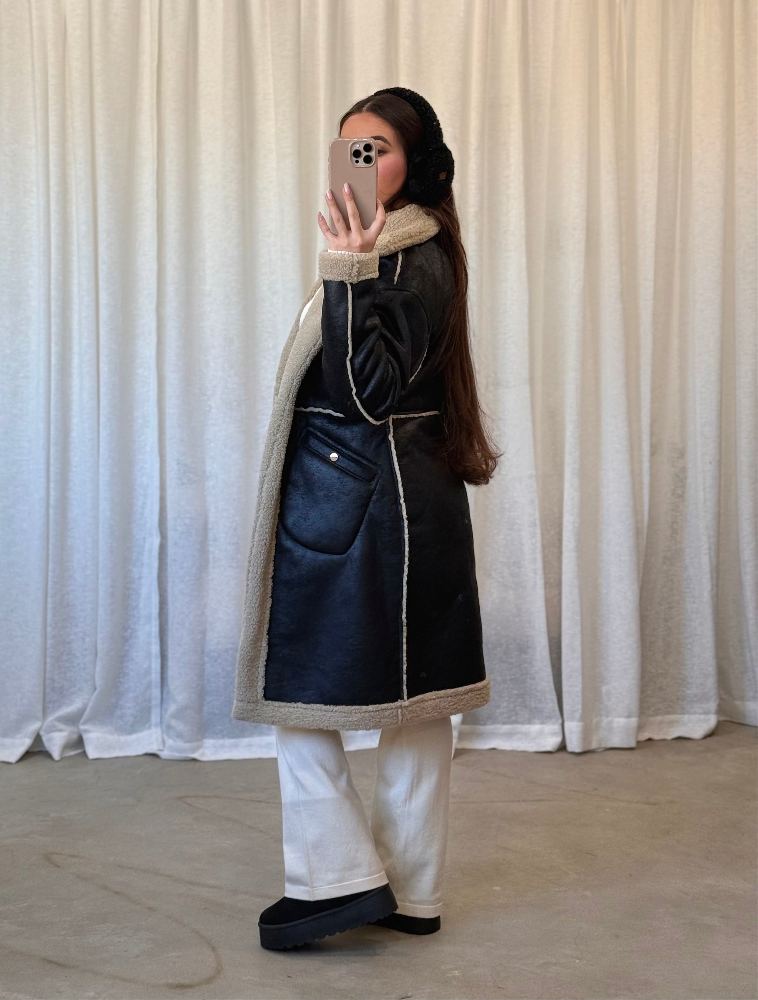 Maverick Shearling Reversible Coat (Black)