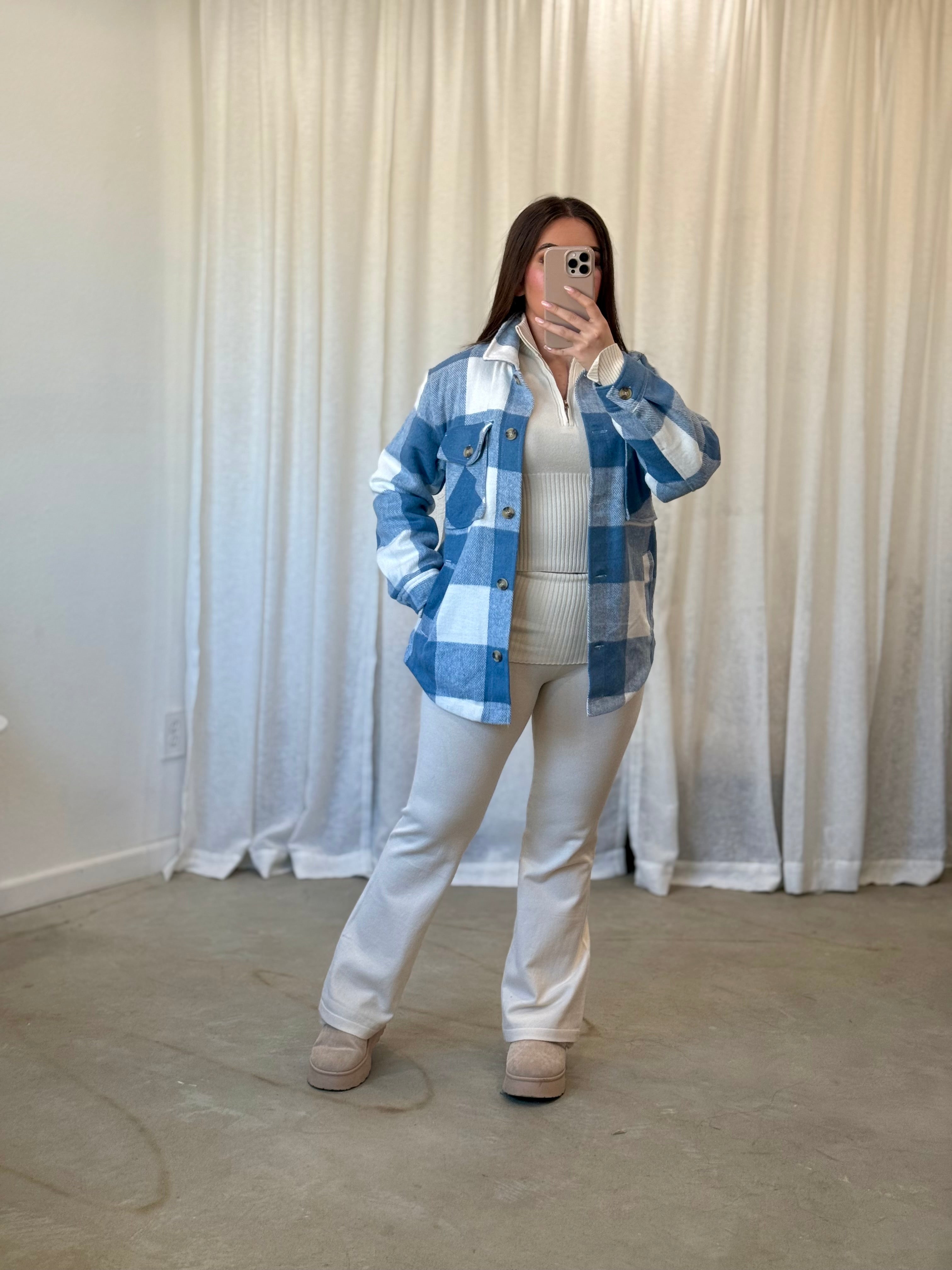 Jenna Plaid Shacket (Blue)