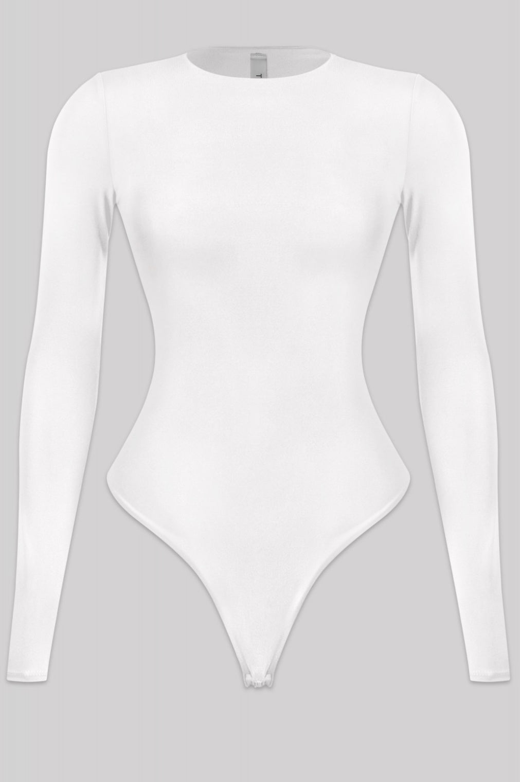 Valerie Crew Neck Long Sleeve Bodysuit (White)