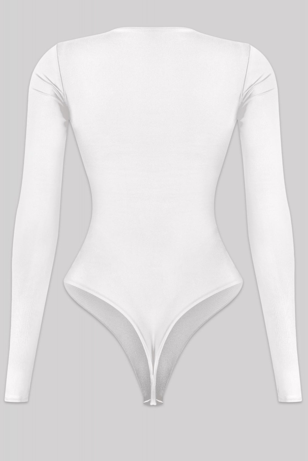 Valerie Crew Neck Long Sleeve Bodysuit (White)