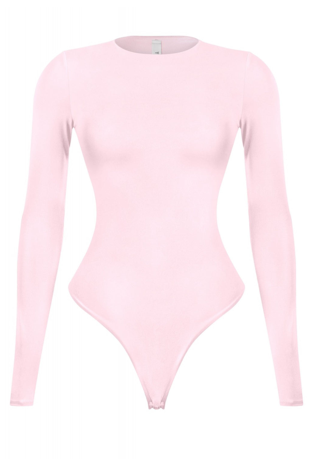 Valerie Crew Neck Long Sleeve Bodysuit (Baby Pink)