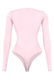 Valerie Crew Neck Long Sleeve Bodysuit (Baby Pink)