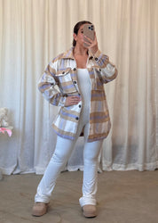 Hazel Wool Plaid Shacket (Lavender)
